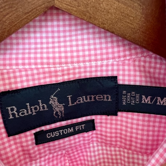 Ralph Lauren Men’s Shirt Button Down Pink White Gingham Long Sleeve Custom Fit M - Picture 5 of 15